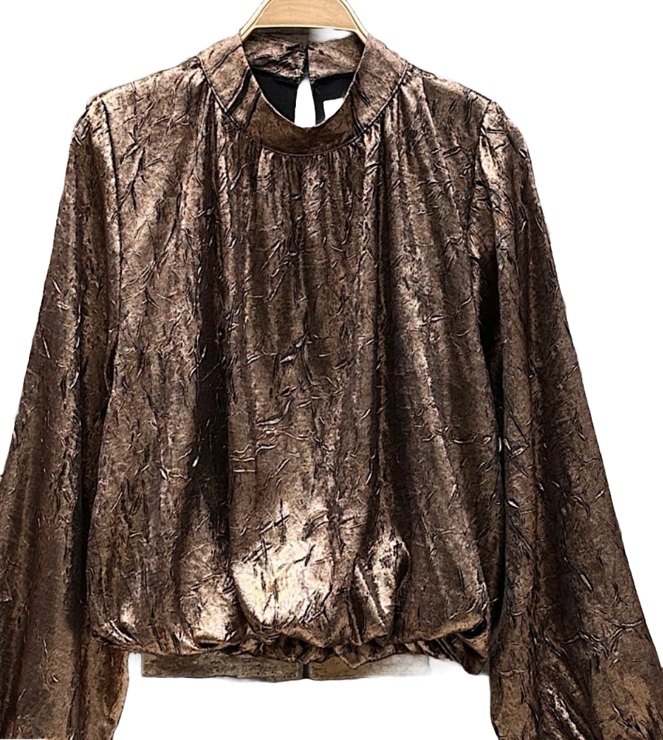 Bronze Shimmer Long Sleeve Top - One Size 8 to 14 image 3