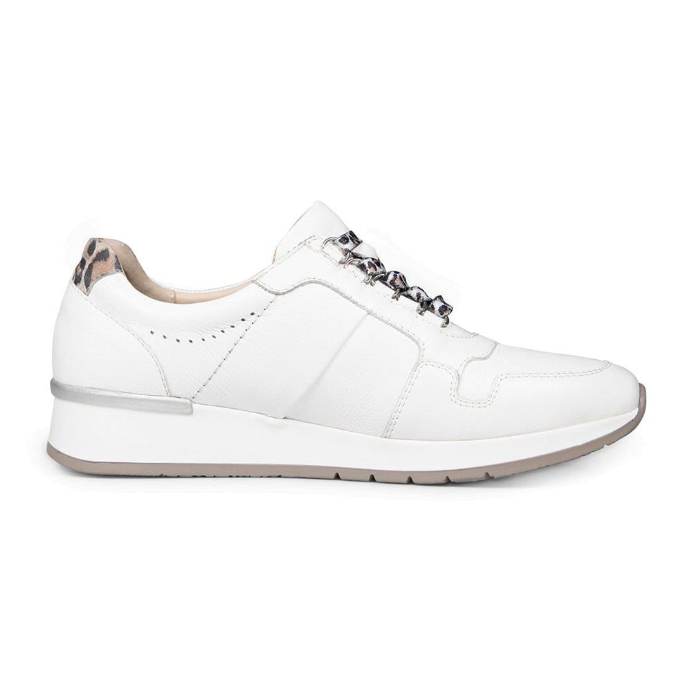 White Metallic Leather Trainer | Wide E Fit