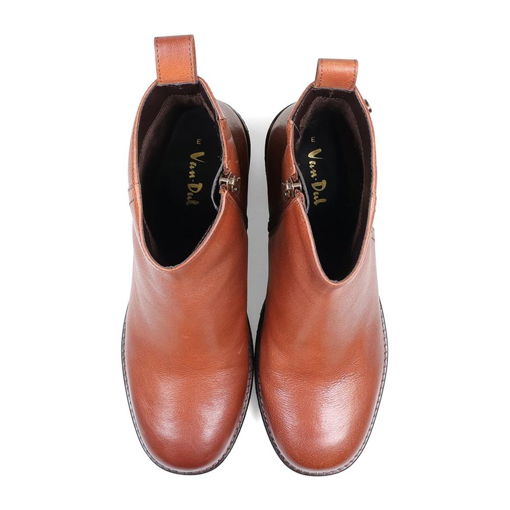 Van Dal Tan Tumbled Leather Boots - Wide Fit