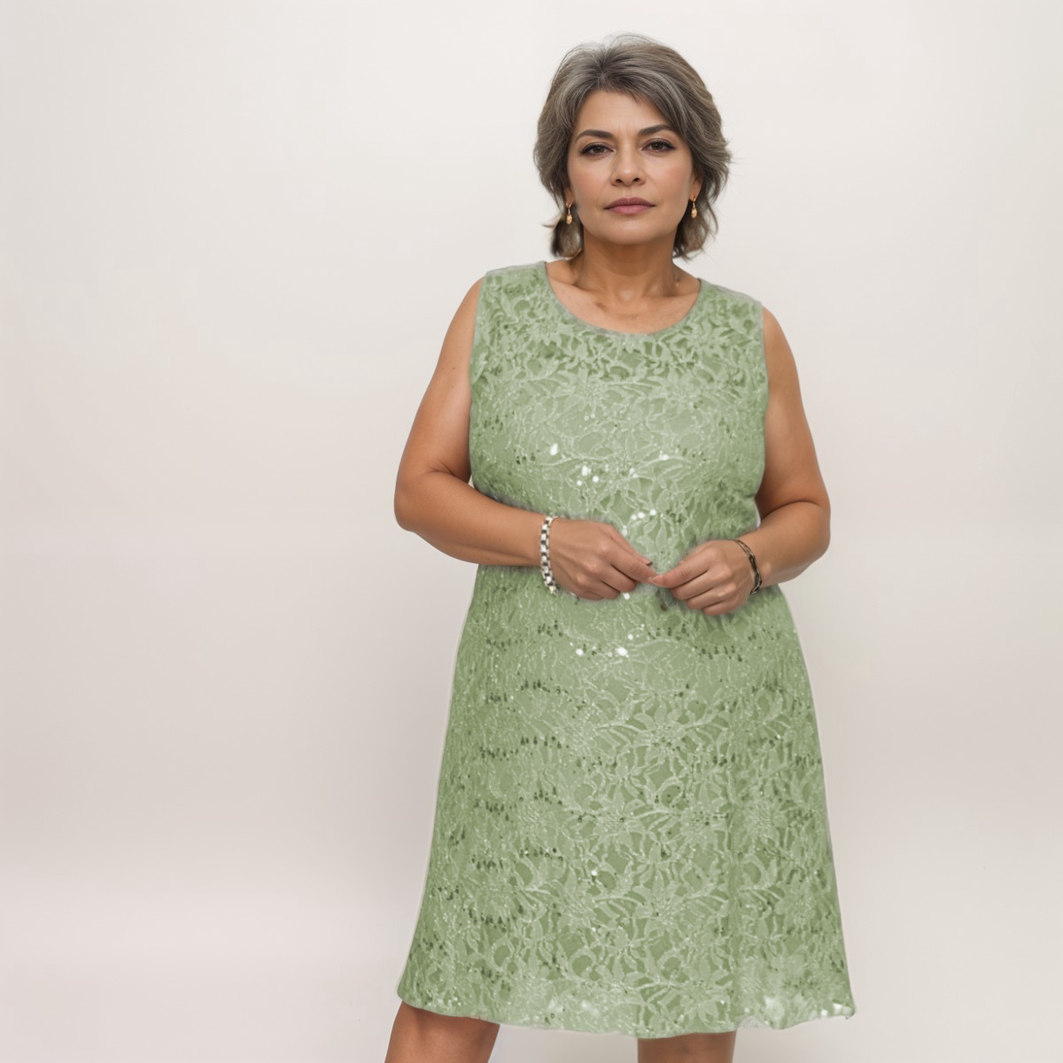 Sequin & Lace Sleeveless Lined Shift Dress - Various Colour Options