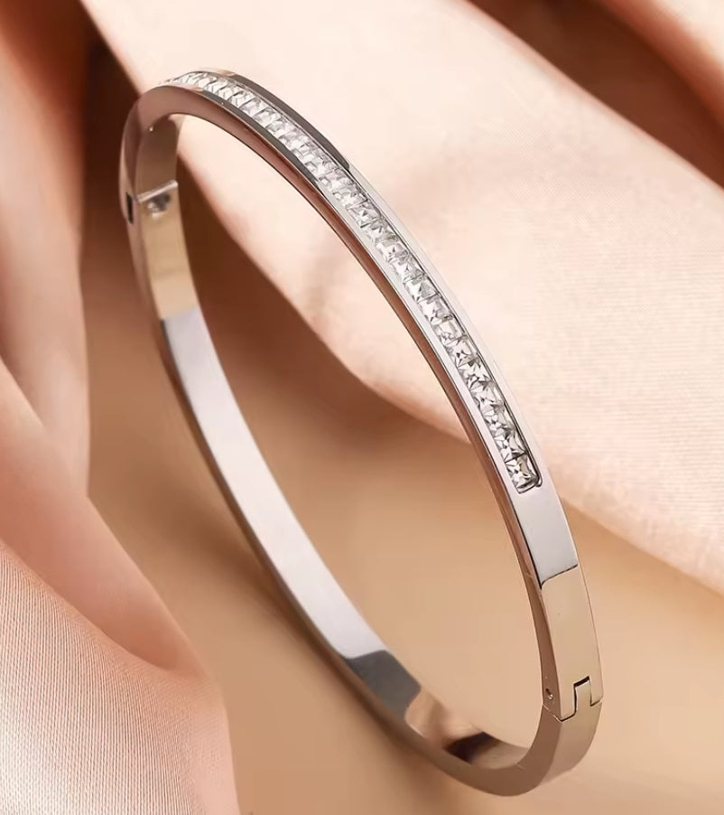 Aria Silver Diamante Bangle image 0
