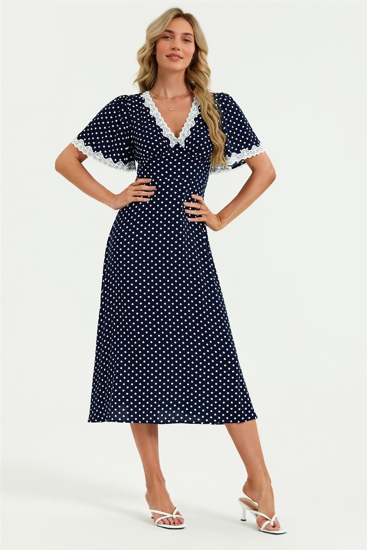 Navy Polka Dot Dress