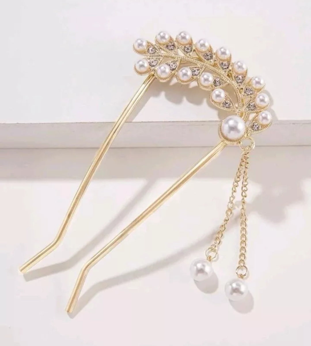 Elena Crystal and Pearl Hair Pin image 3