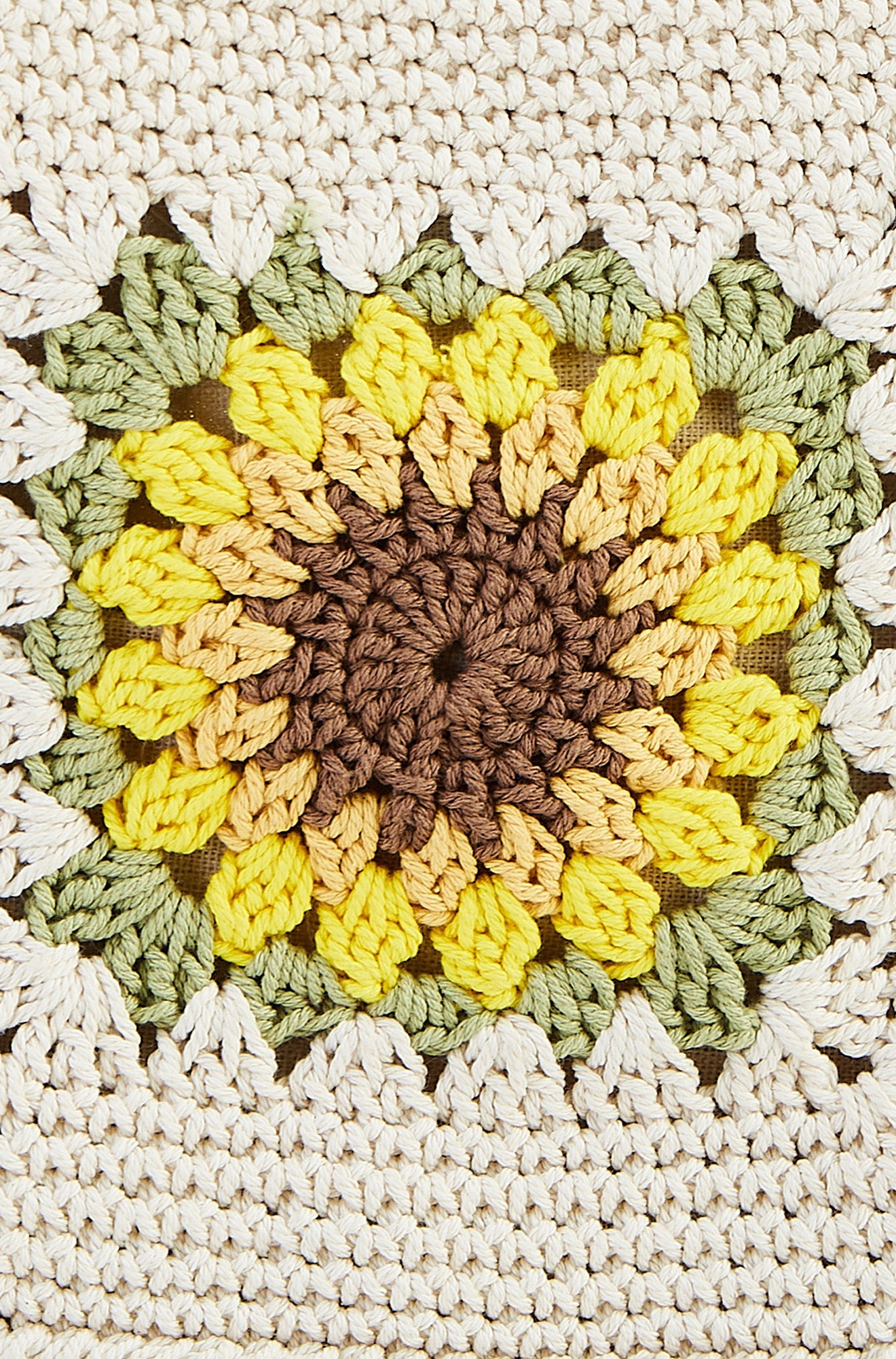 Handmade White Sunflower Crochet Bag