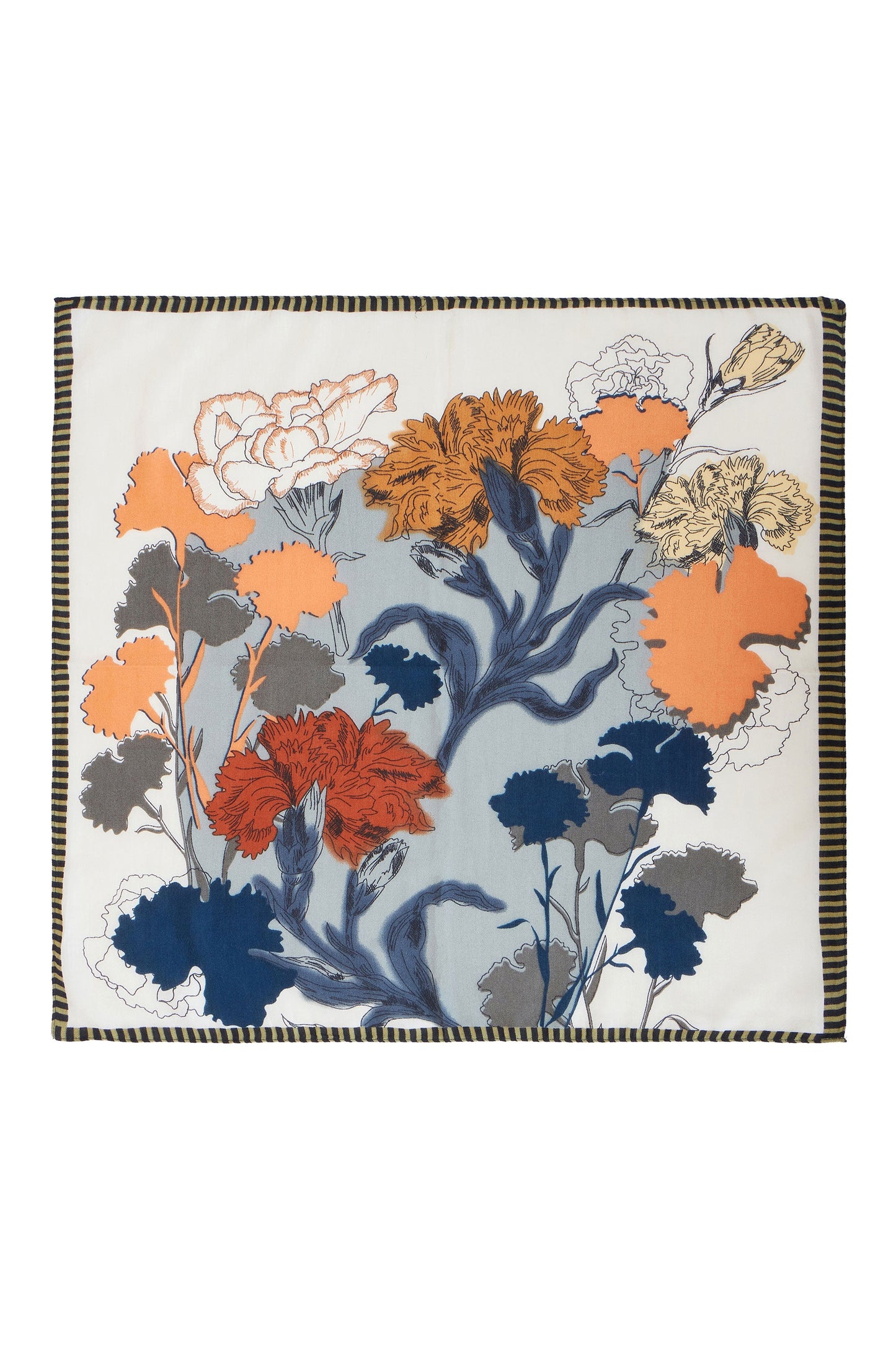 Blue Viscose Placement Floral Scarf