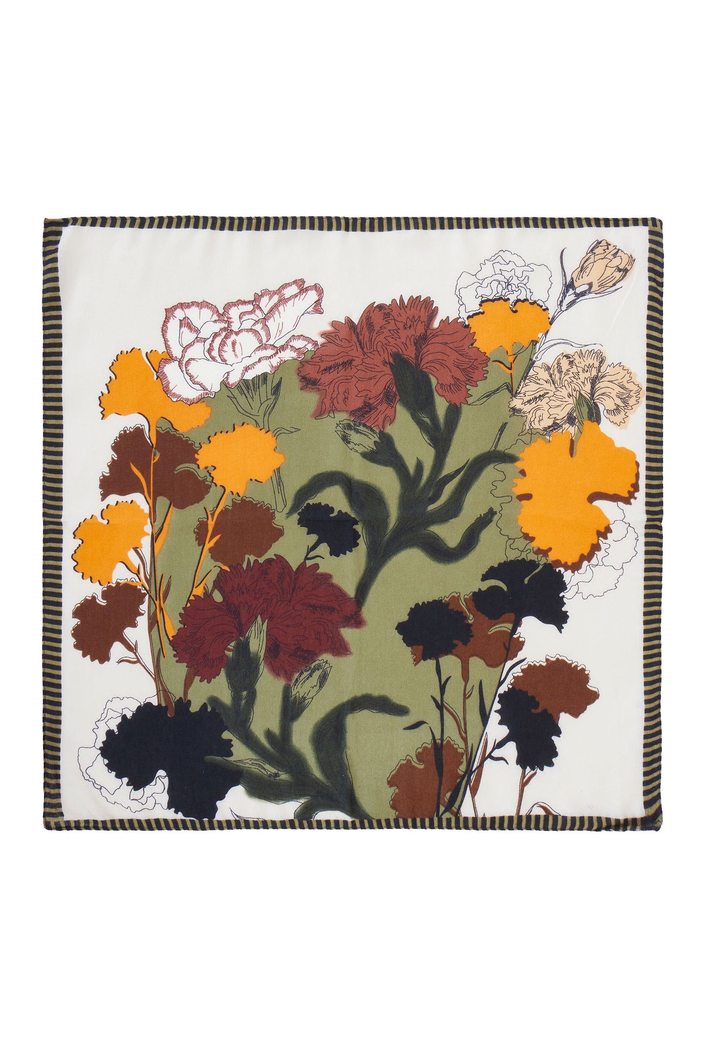 Green Viscose Placement Floral Scarf