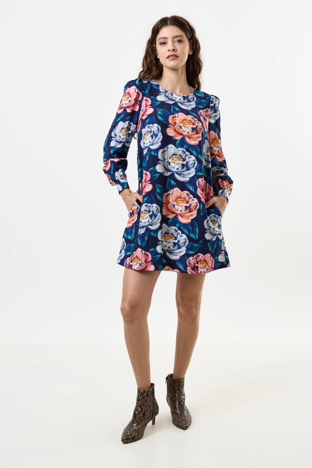 Navy Floral Mini Dress
