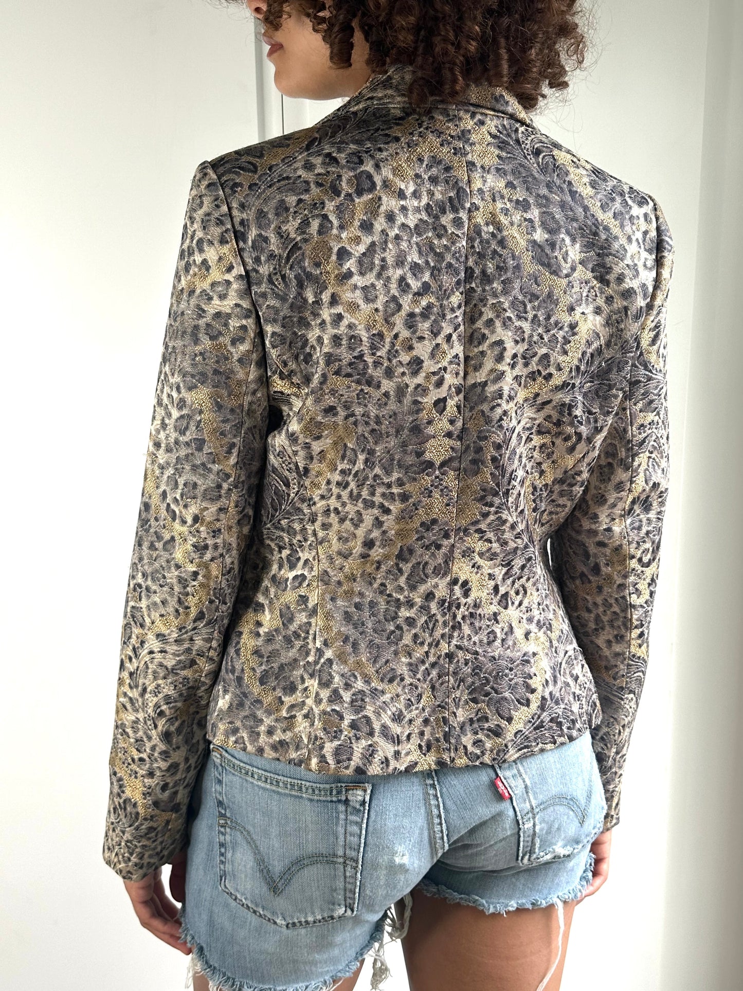 Original Vintage 1980's Angel Nina Leopard Mix Print Blazer UK 8 - 10
