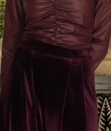 Burgundy Velvet Wide Leg Trousers