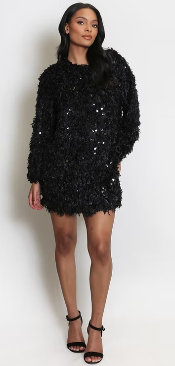 Sequin Tassle Shift Dress