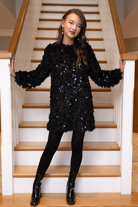 Sequin Tassle Shift Dress