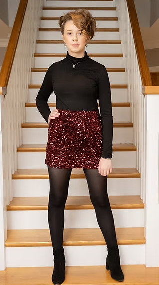 Burgundy Sequin Skirt