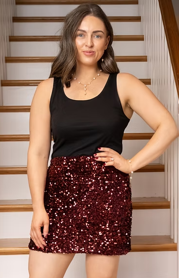 Burgundy Sequin Skirt