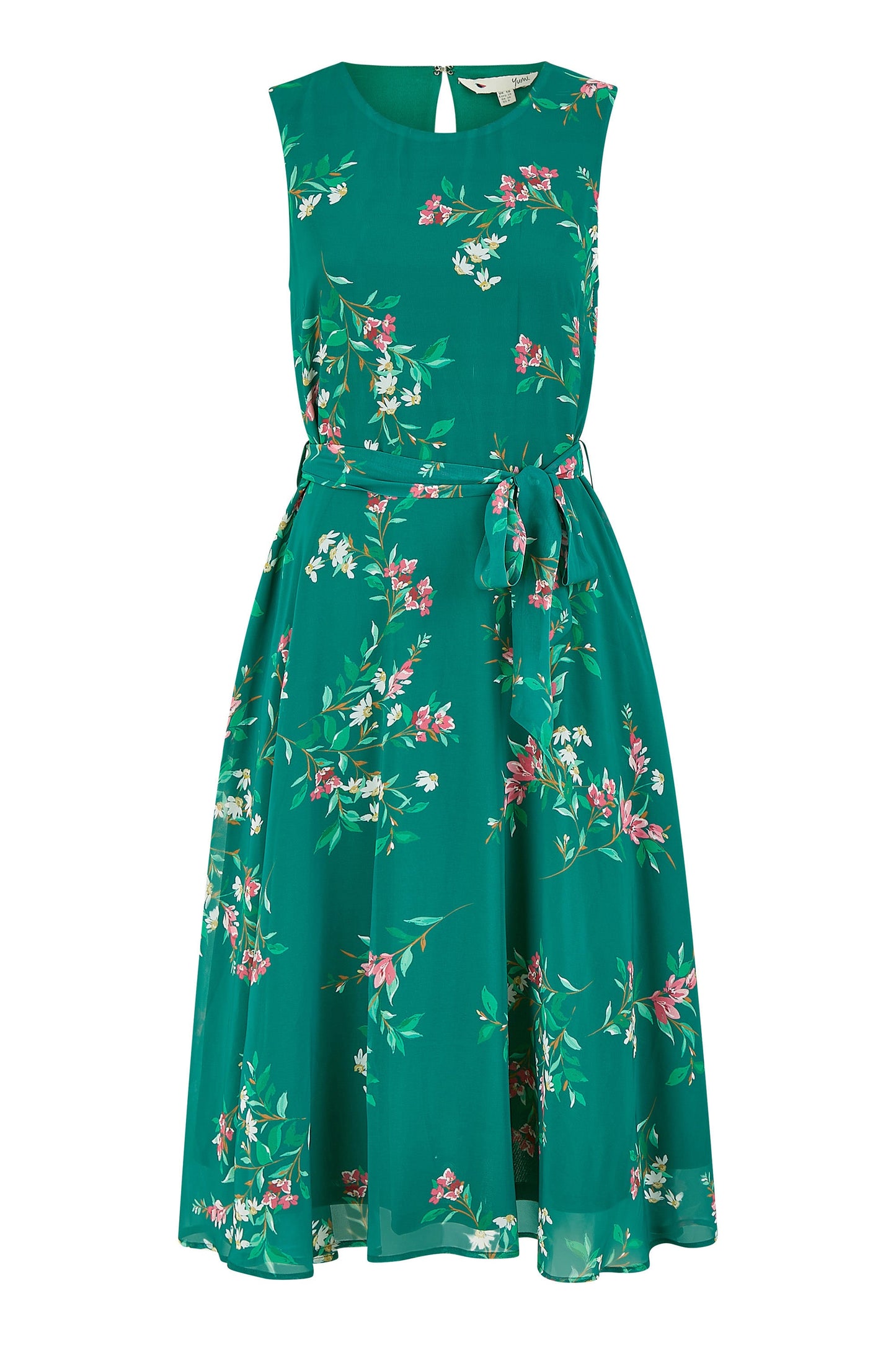 Green Daisy Print Skater Dress