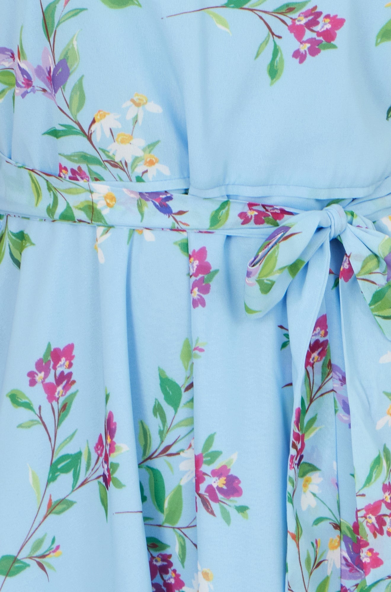 Blue Floral Print Midi Skater Dress