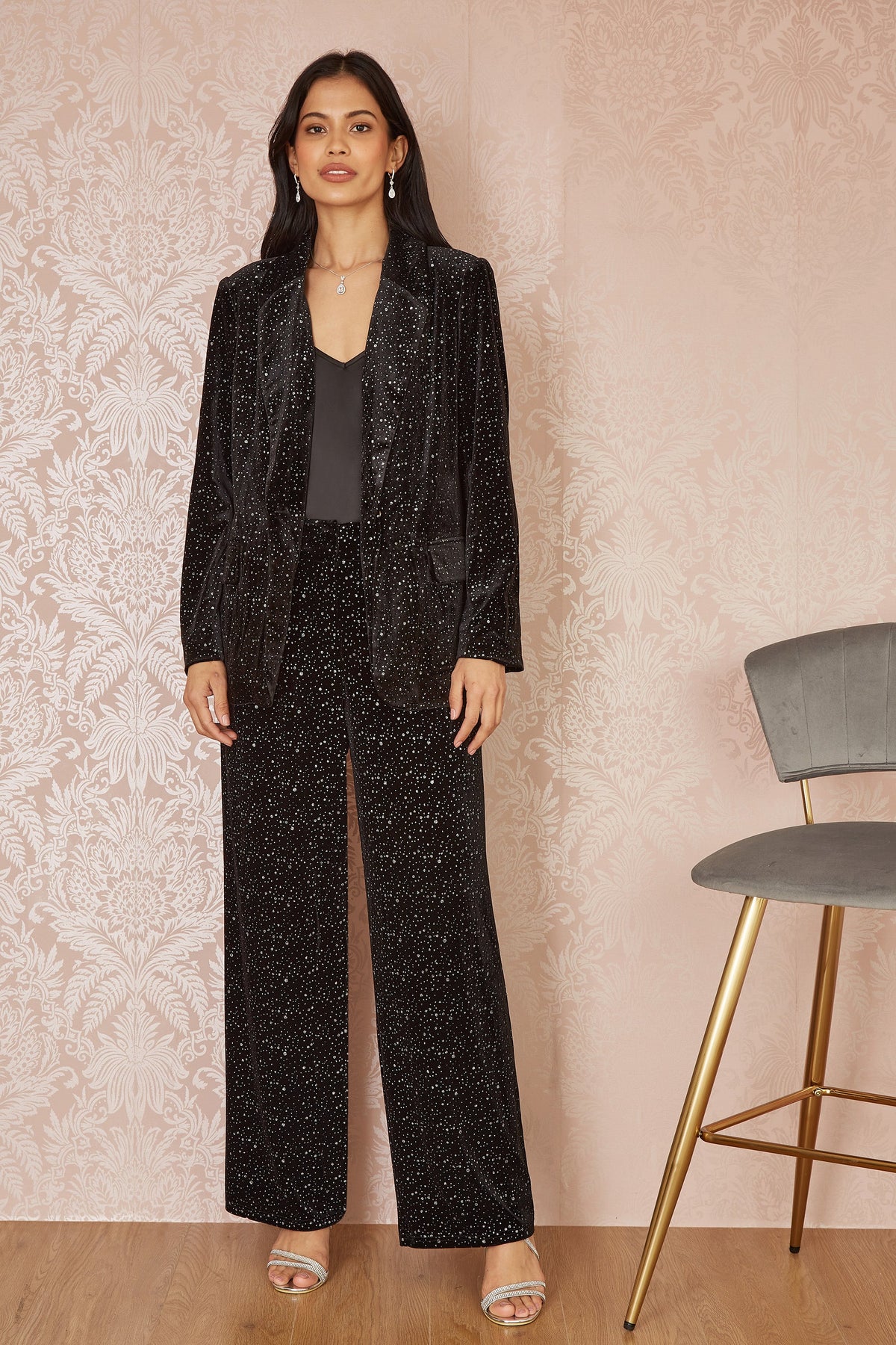 Black Sparkle Velvet Blazer