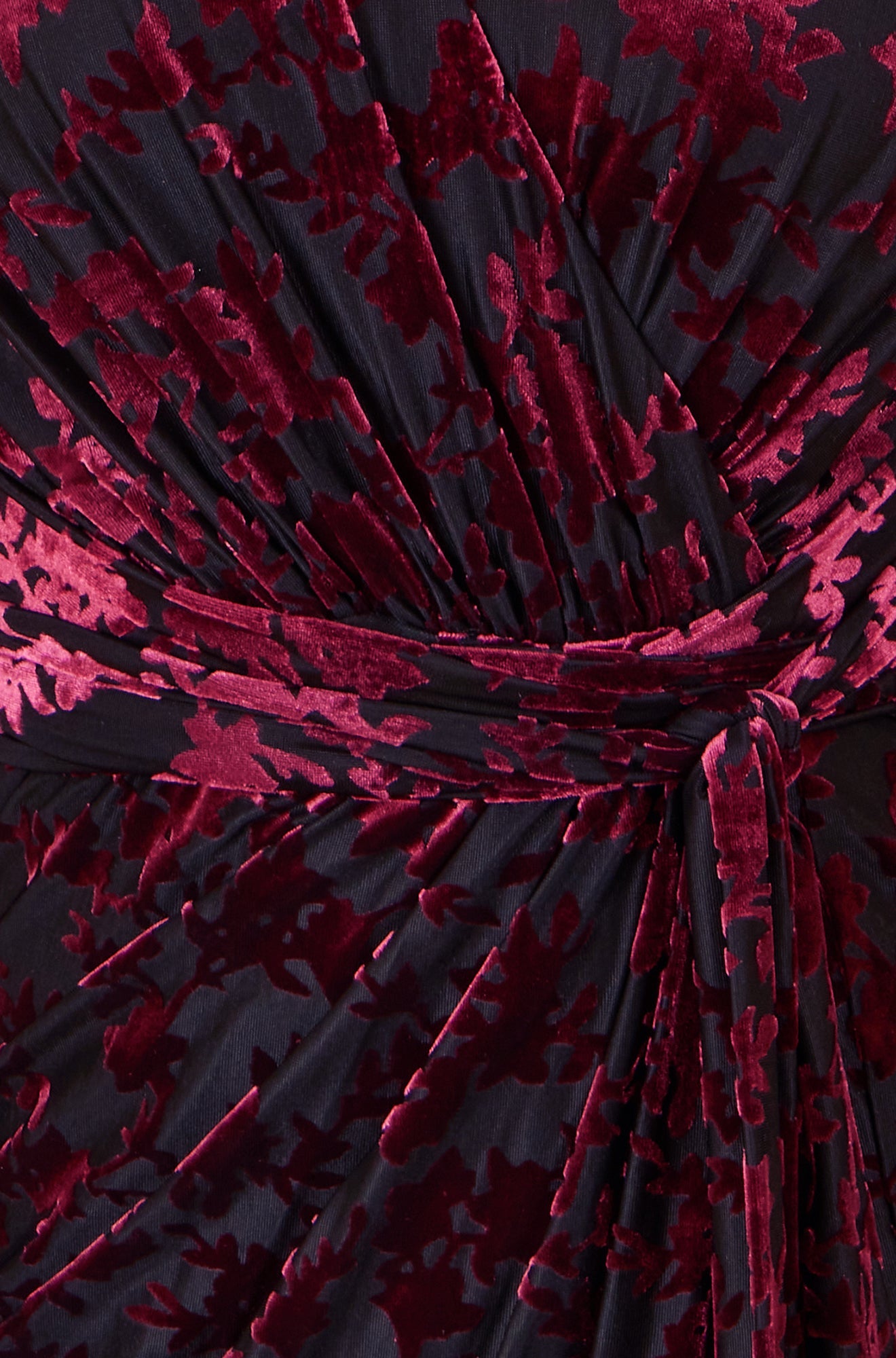 Burgundy and Black Velour Stretch Midi Dress - Sizes 8 to 16