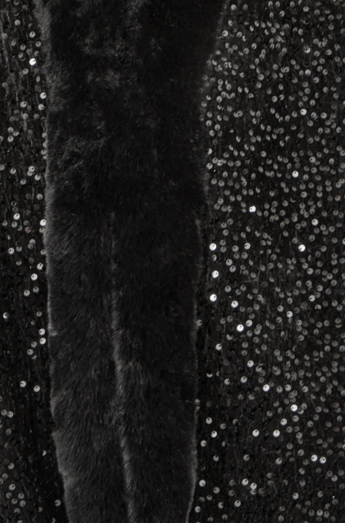 Black Sequin Cape with Faux Fur Trim and Lining