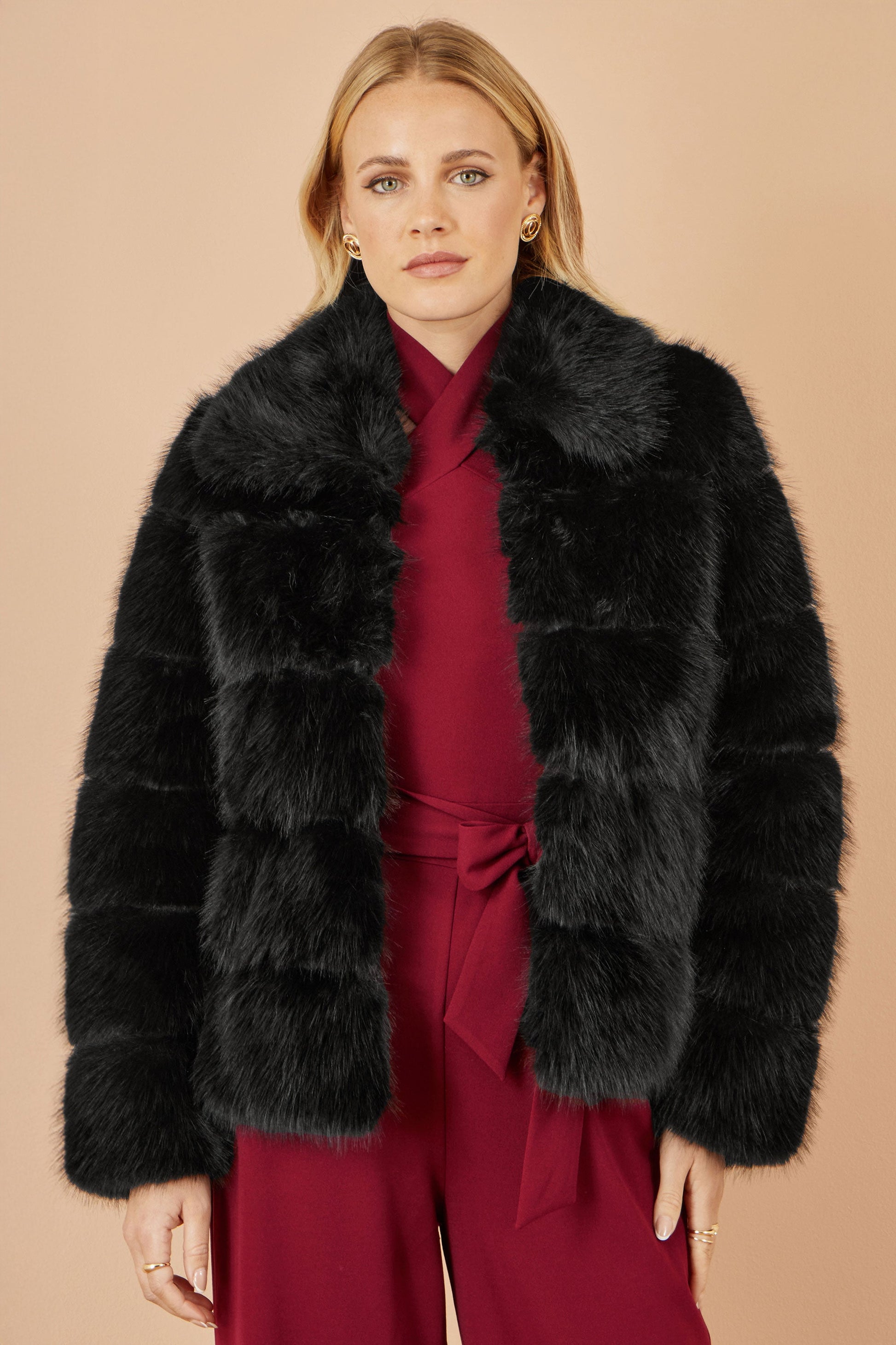 Black Luxe Faur Fur Coat - Sizes 8 to 16