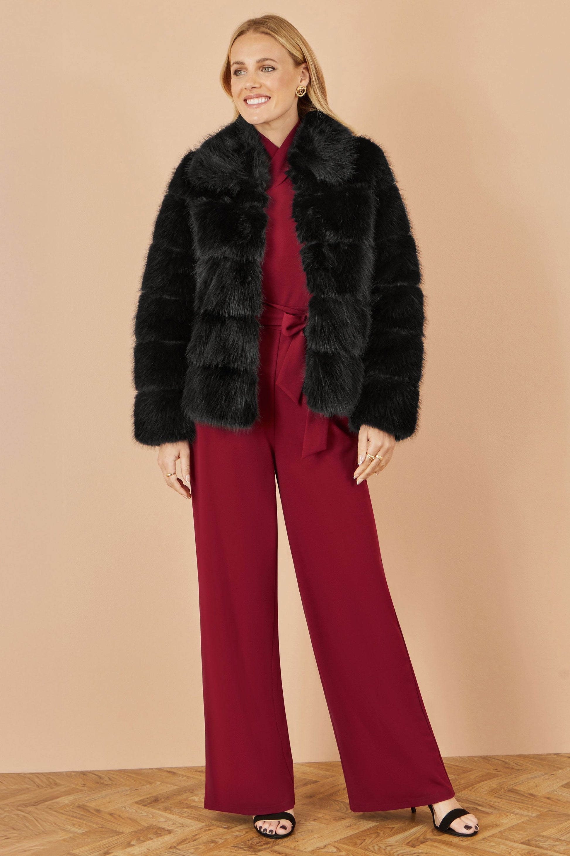 Black Luxe Faur Fur Coat - Sizes 8 to 16