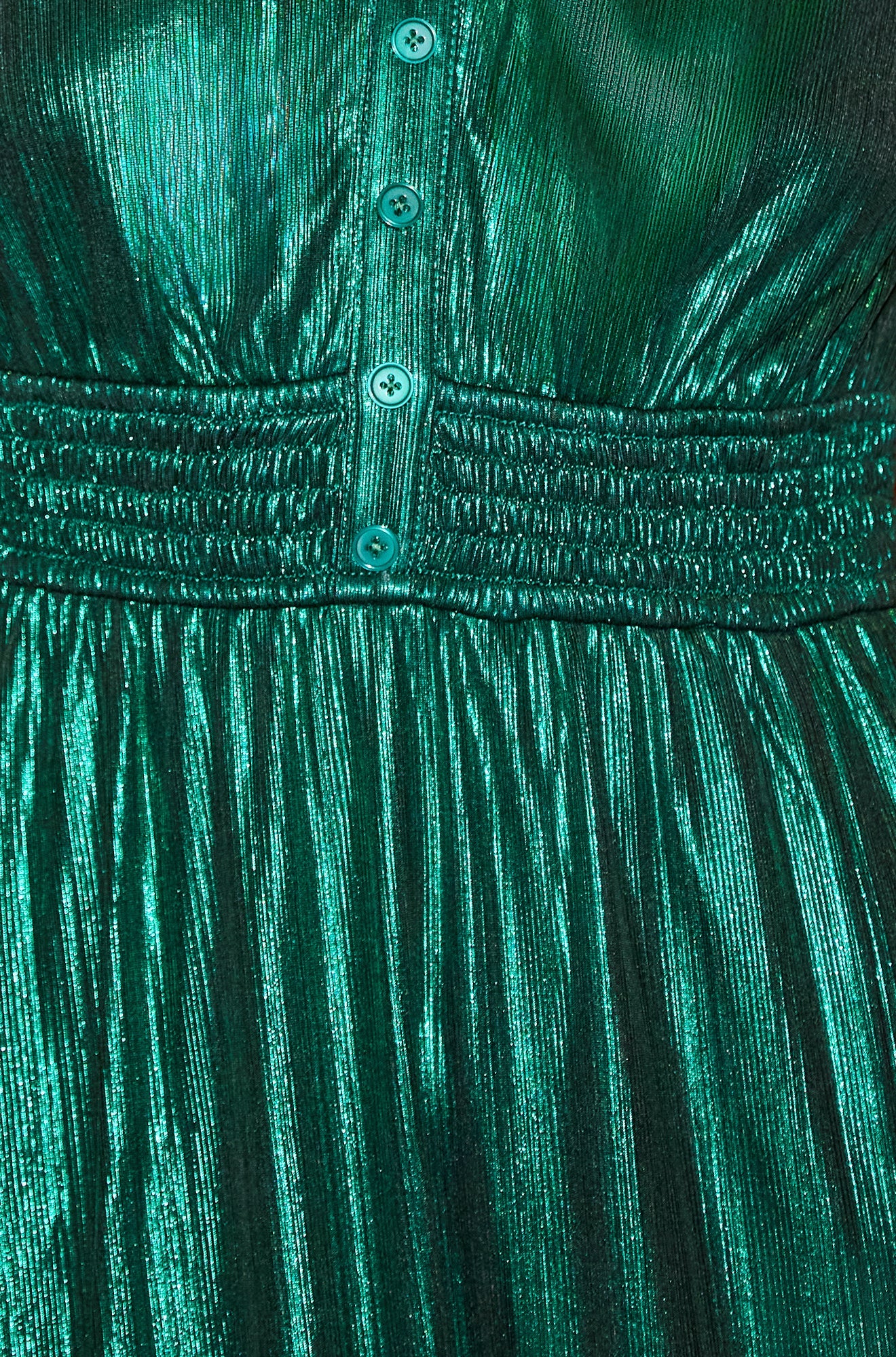 Green Metallic Ruched Midi Dress - Sizes 8 to 16