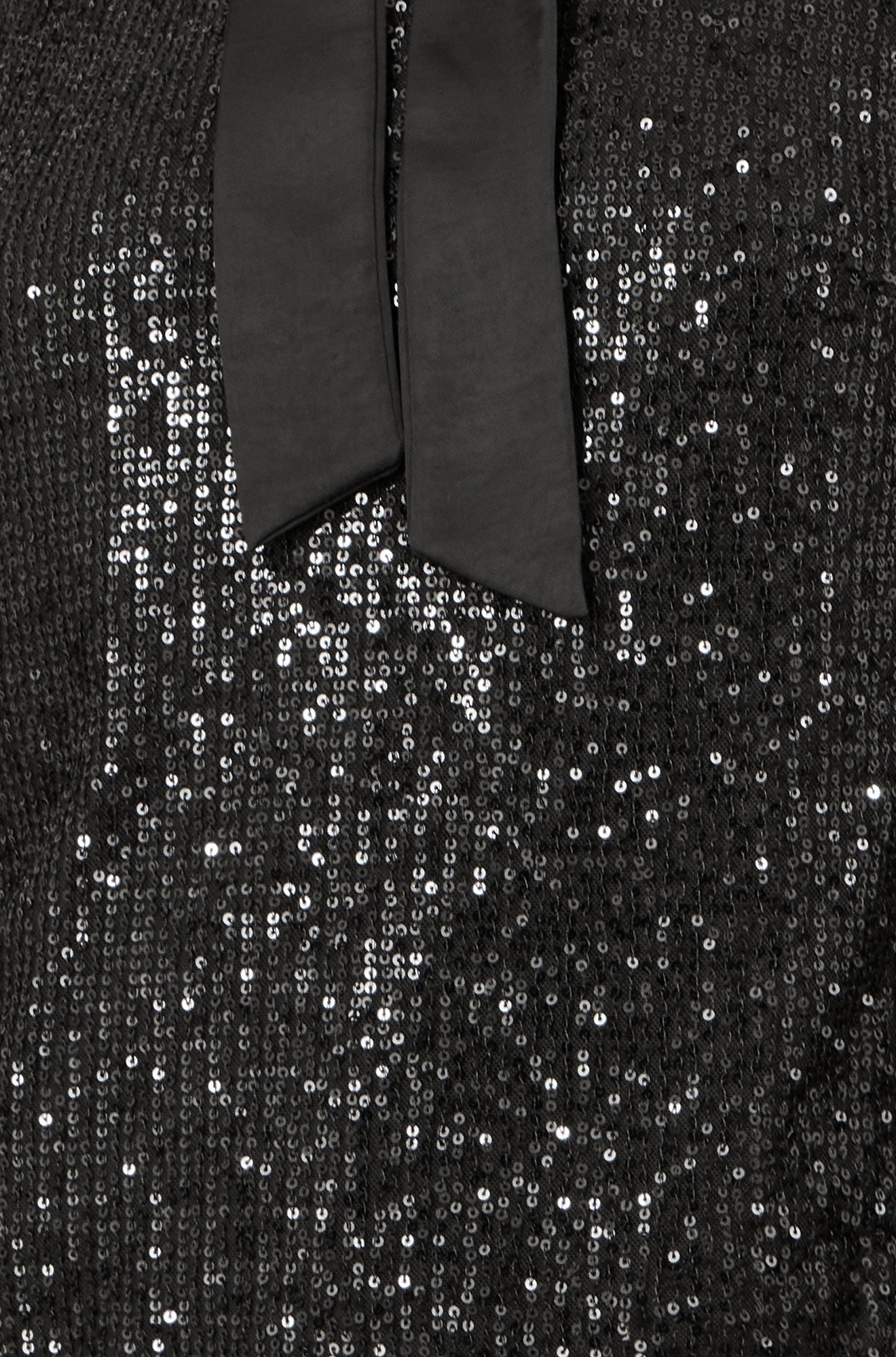 Black Sequin Pussy Bow Top - Sizes 8 to 16