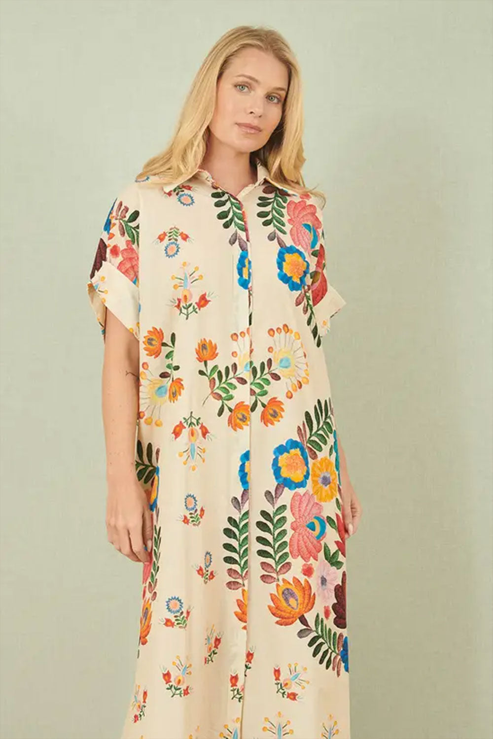 Multicoloured Folk Print Relaxed Tunic