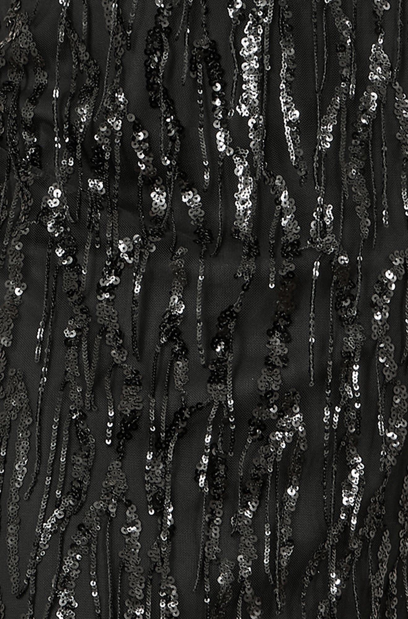 Black Hanging Sequin Fitted Midi Skirt - Sizes 8 to 16