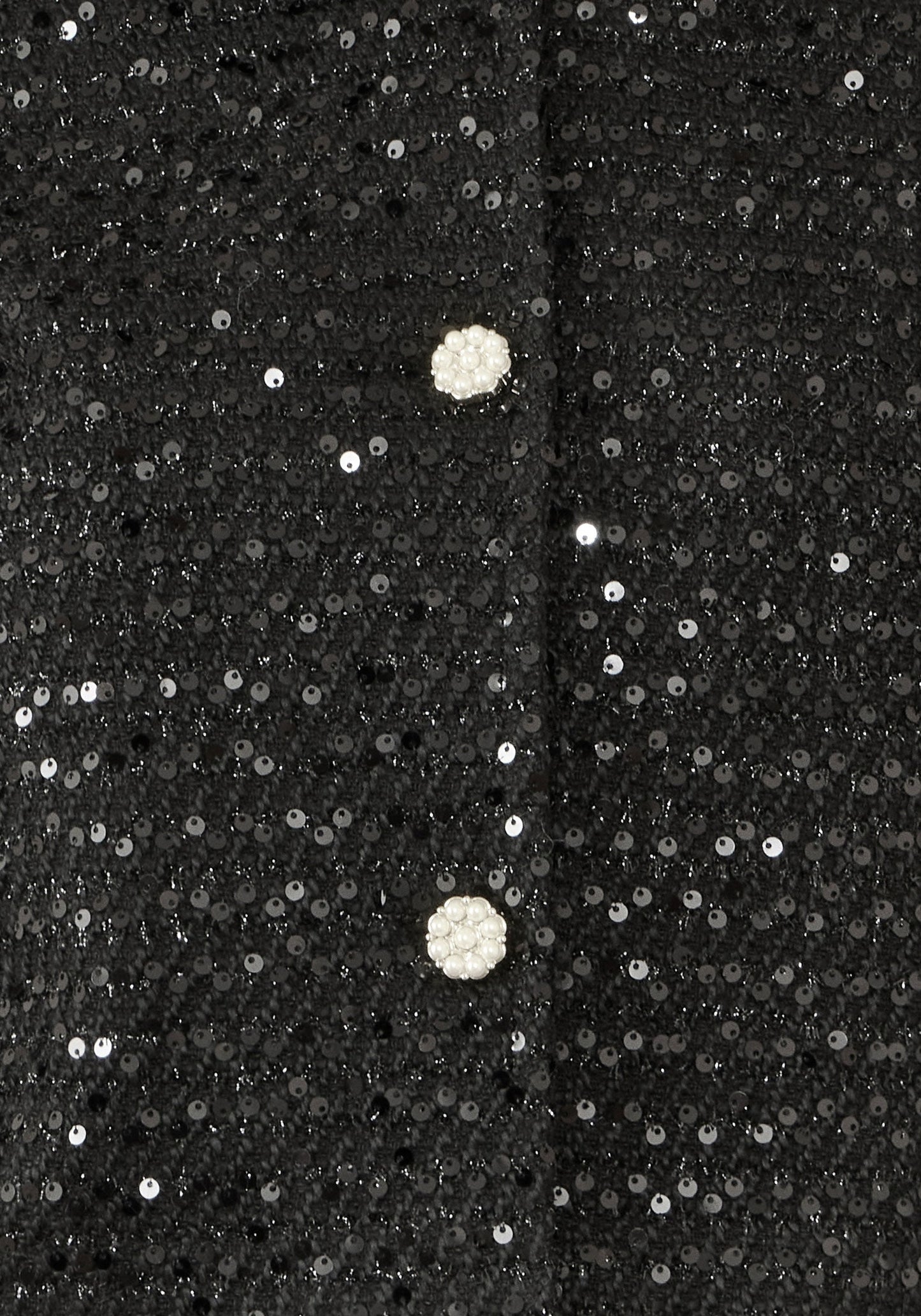 Black Boucle Sequin Jacket With Pearl Buttons - Sizes 8 to 16