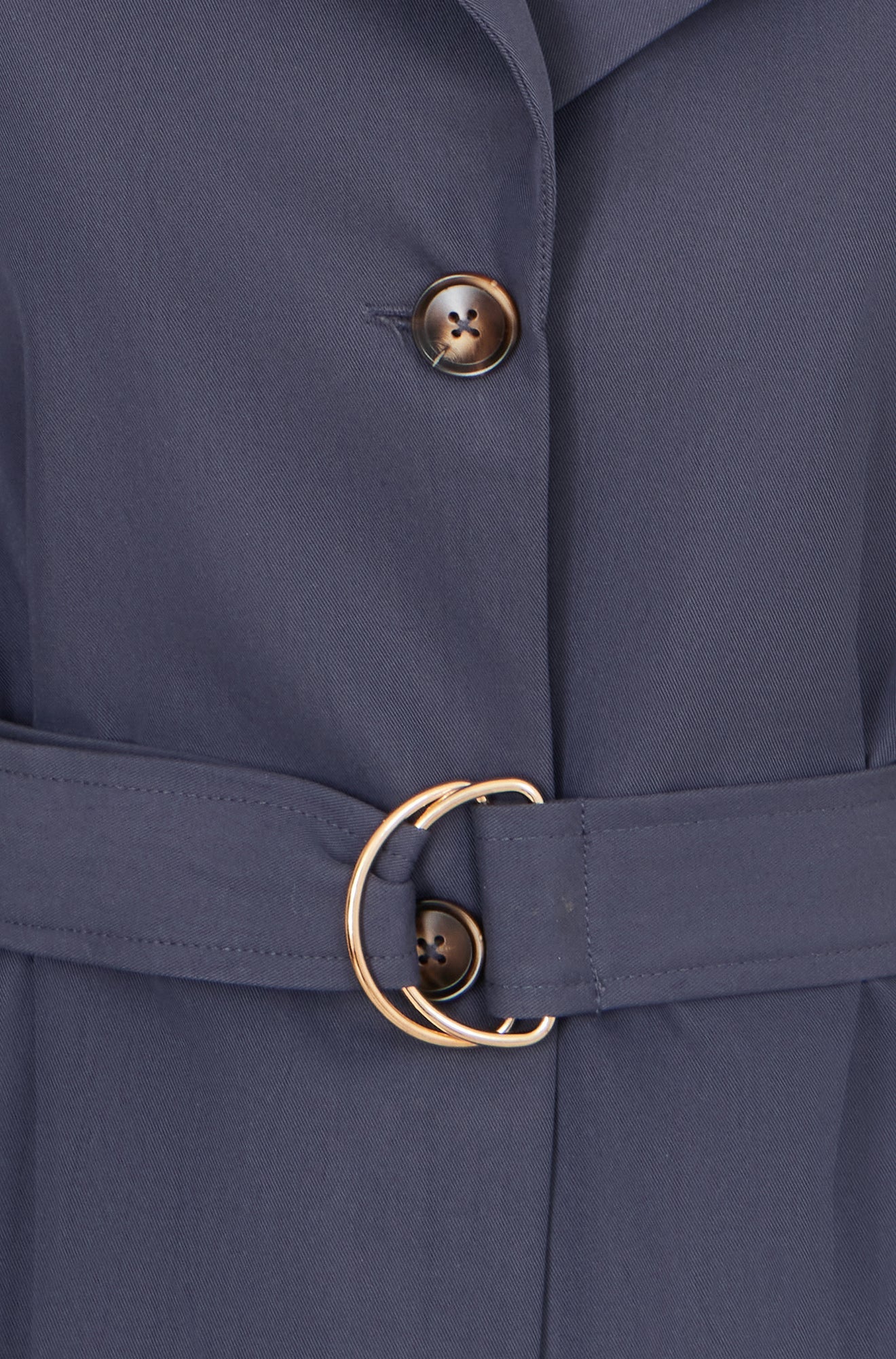 Navy Belted Long Trench Coat With Belt