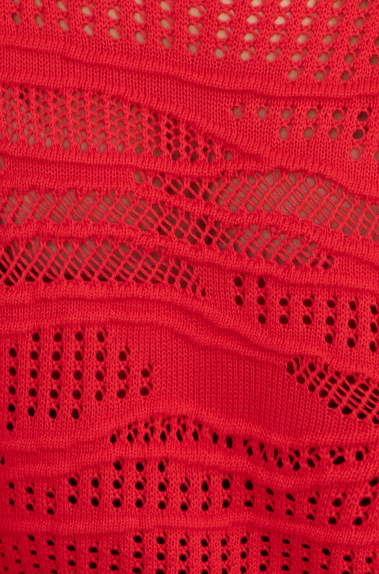 Red Wave Pointelle Knitted Jumper