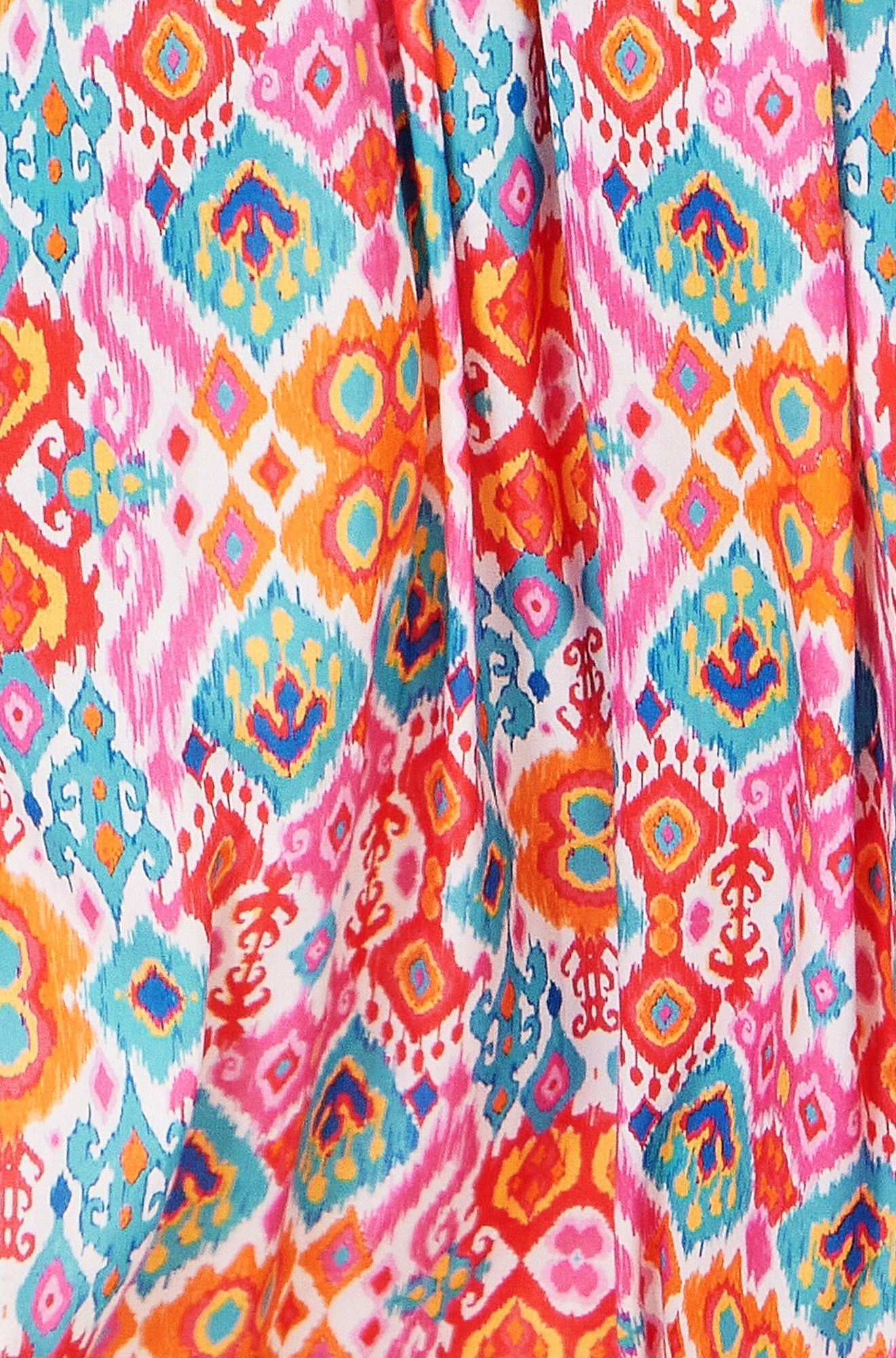 Multicolour Ikat Print Maxi Viscose Sun Dress