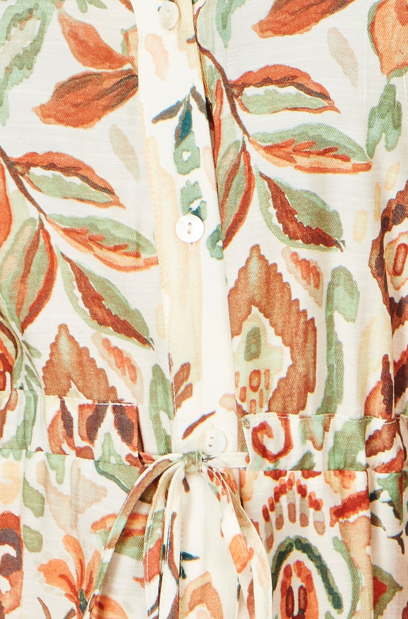 Ivory Bohemian Ikat Print Viscose Maxi Shirt Dress