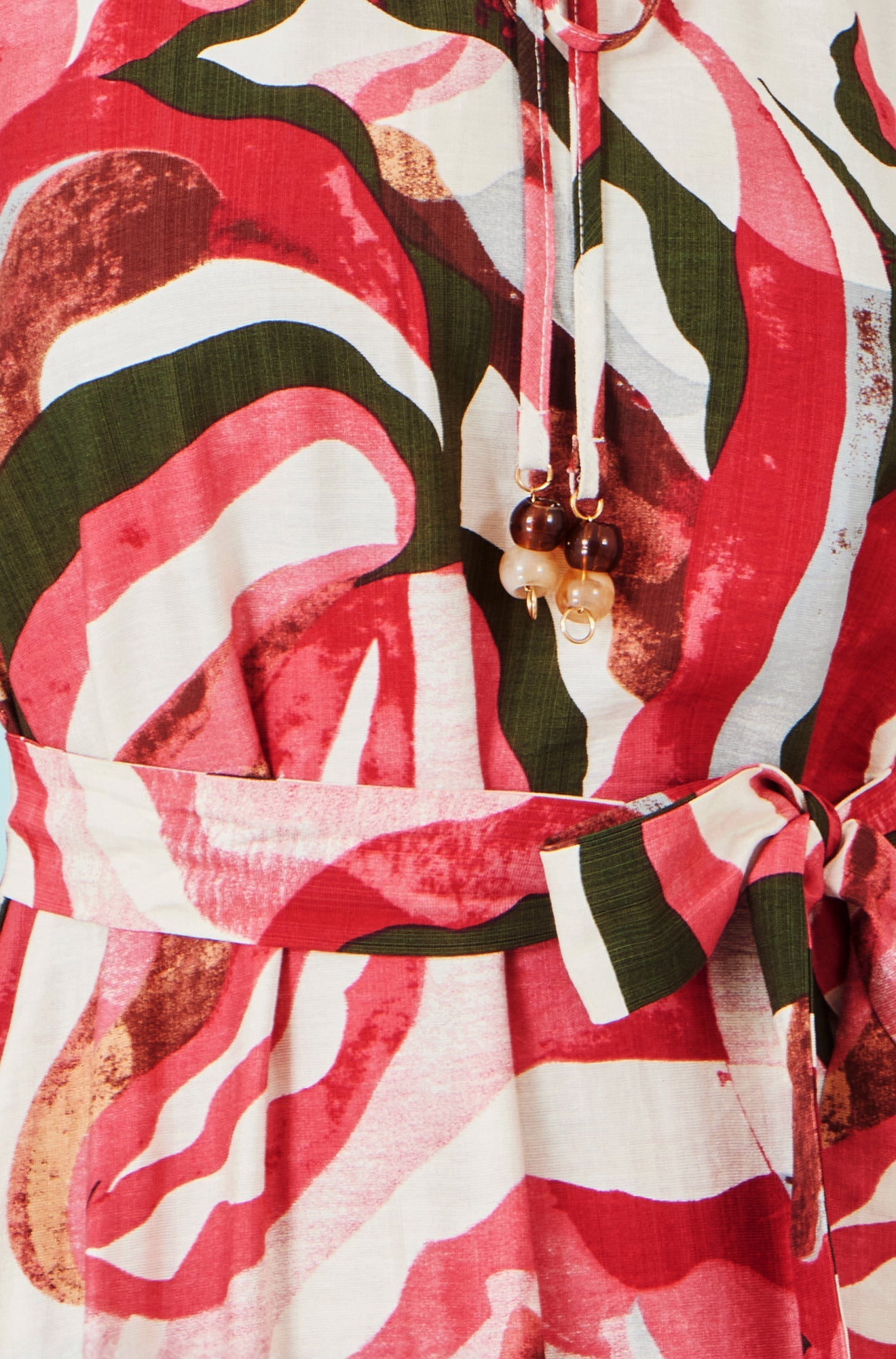 Pink and Red Viscose Swirl Print Midi Dress