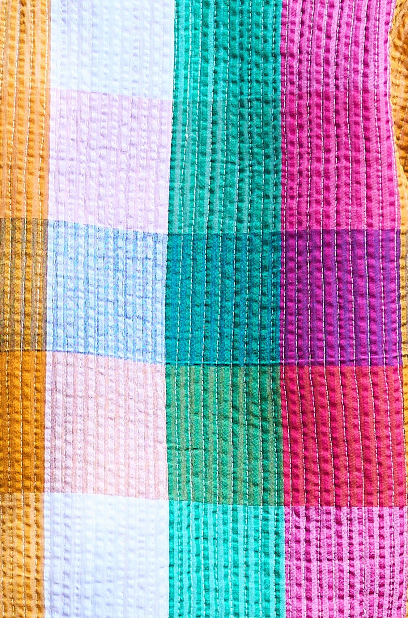 Multicolour Checked Cropped Reversible Cotton Quilted Jacket