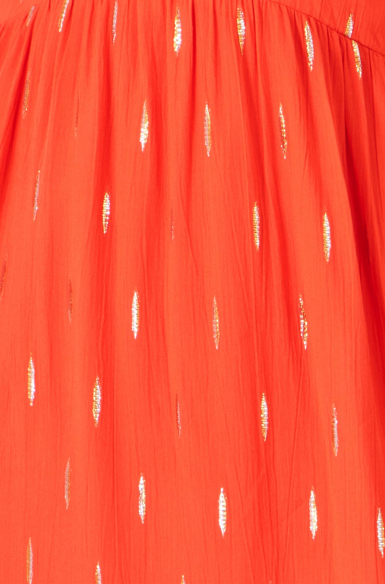 Orange Foil Print Viscose Cut Out Midi Dress