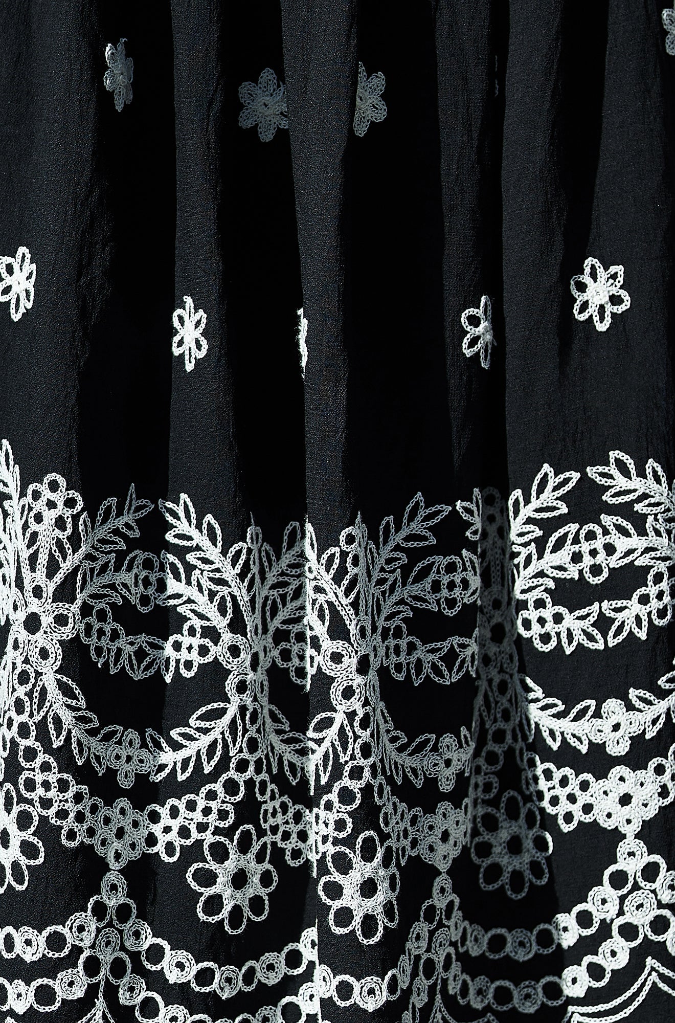 Black Embroidered Midi Skirt