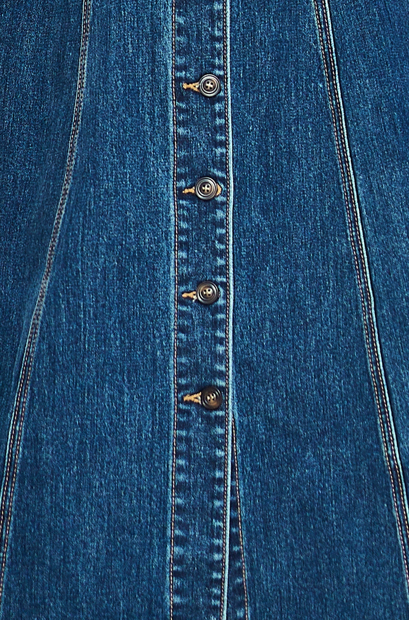 Blue Stretch Denim Panel Fitted Dress
