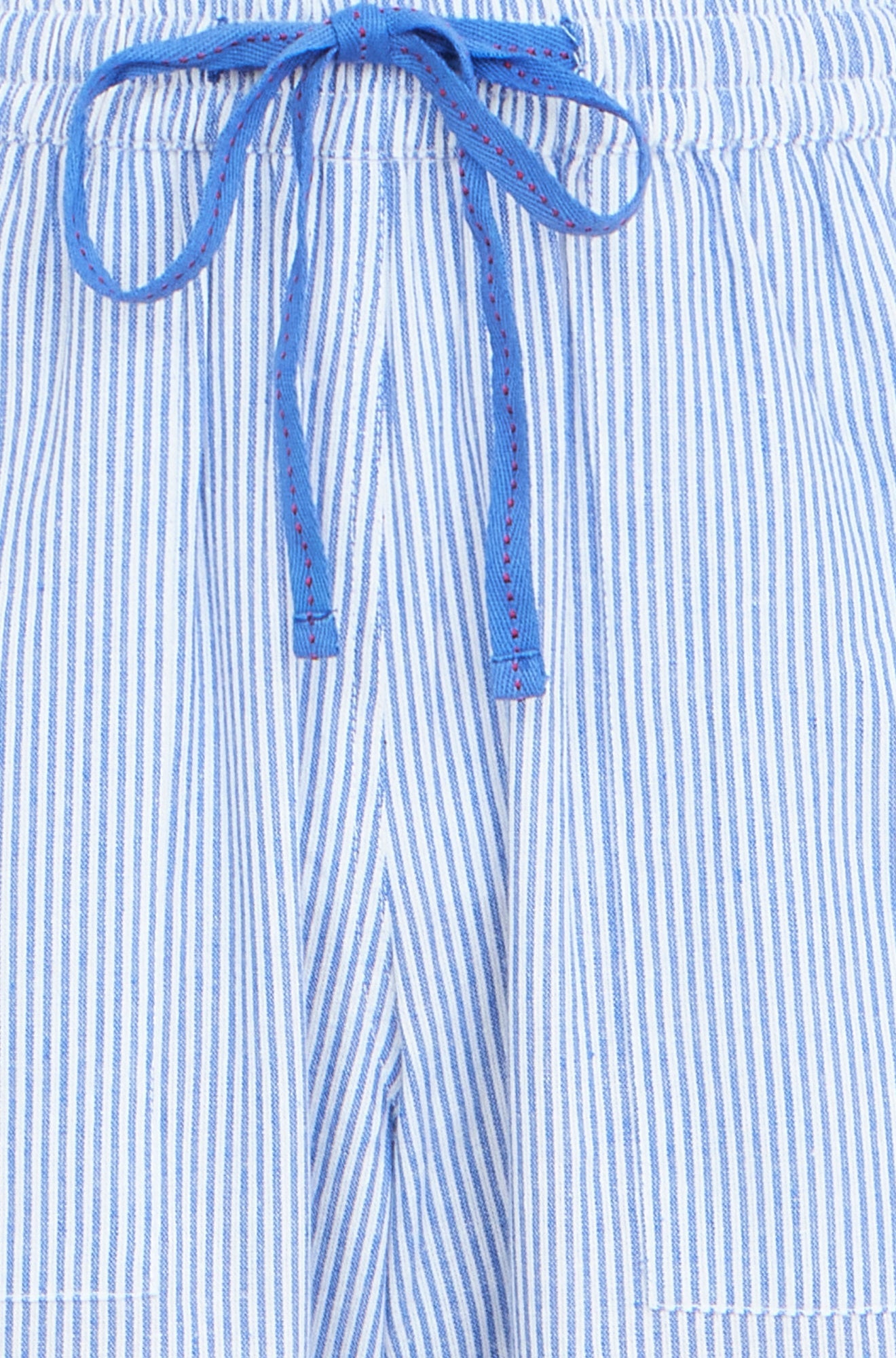 Blue Cotton Stripe Cropped Trousers