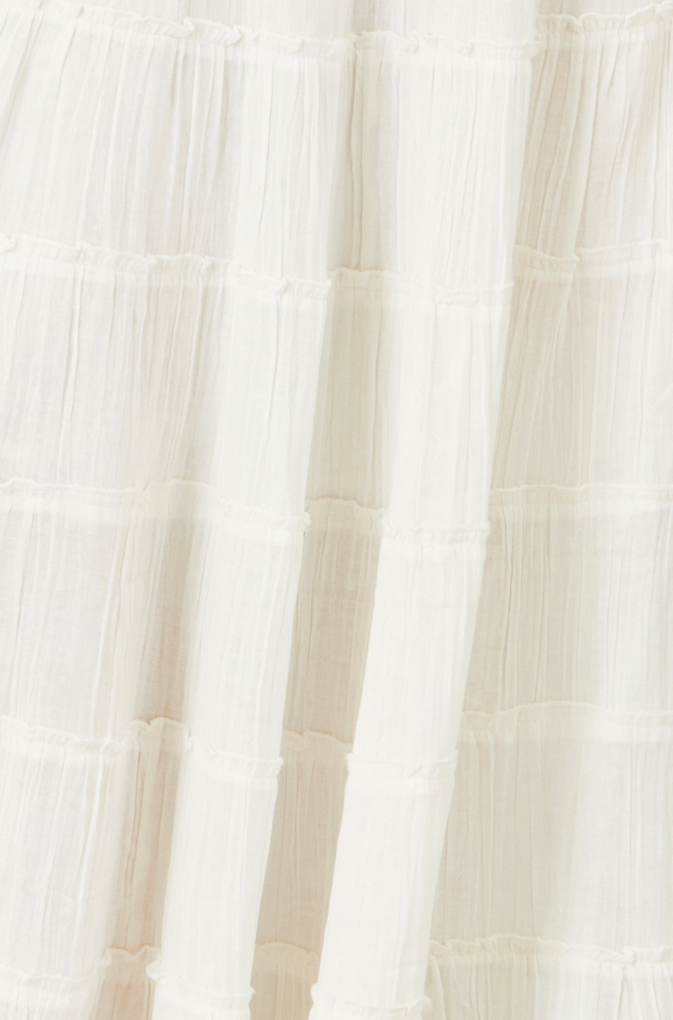 White Double Cotton Tiered Boho Maxi Skirt