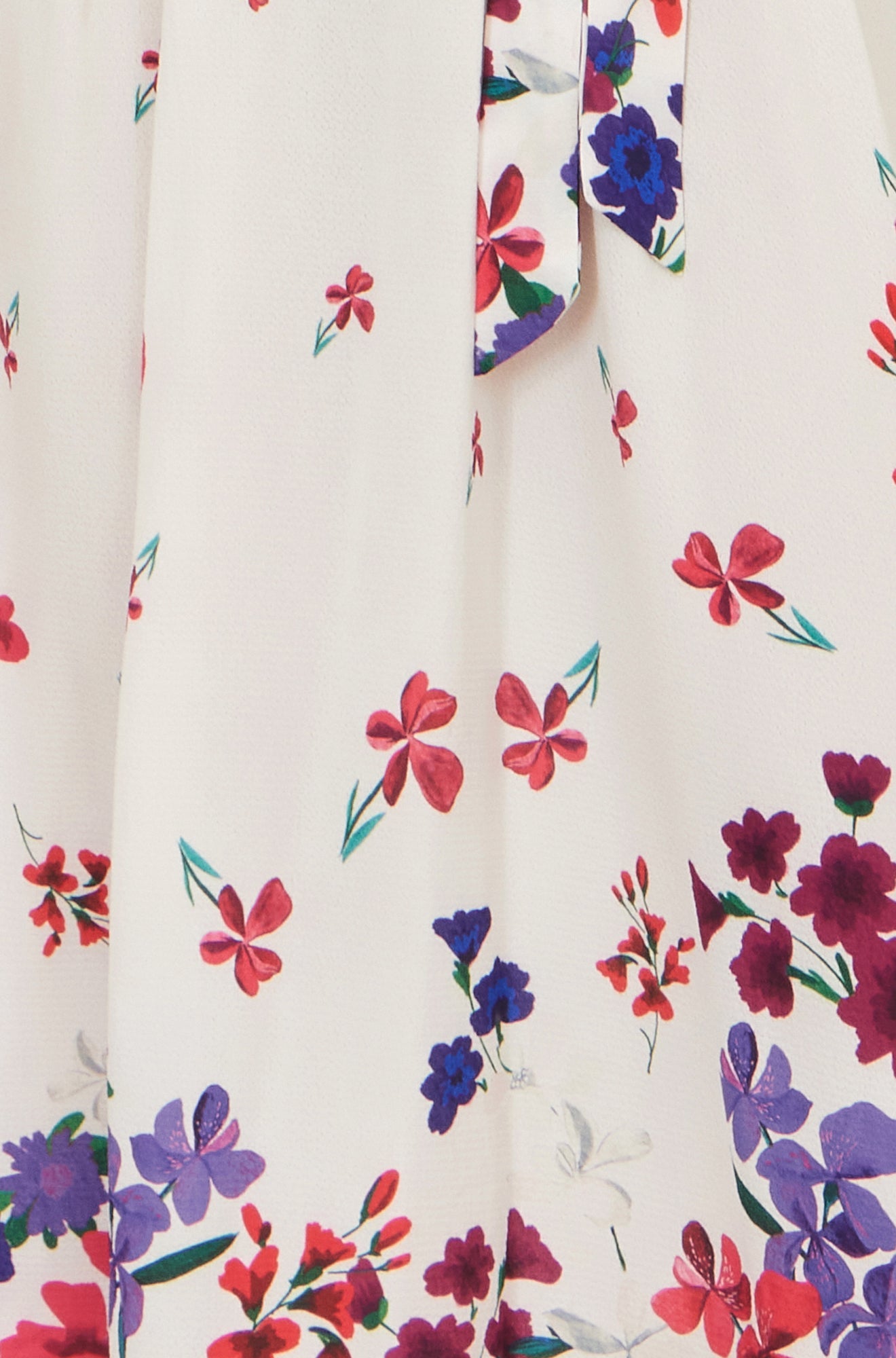 Ivory Floral Mirror Wrap Dress With Dip Hem