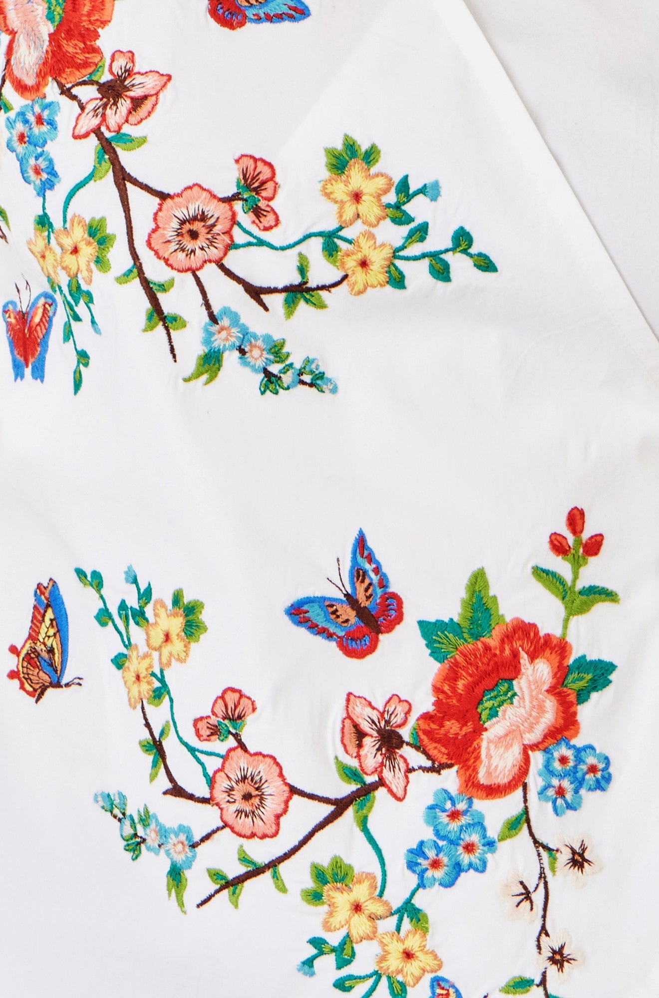 White Stretch Cotton Embroidered Wrap Waistcoat