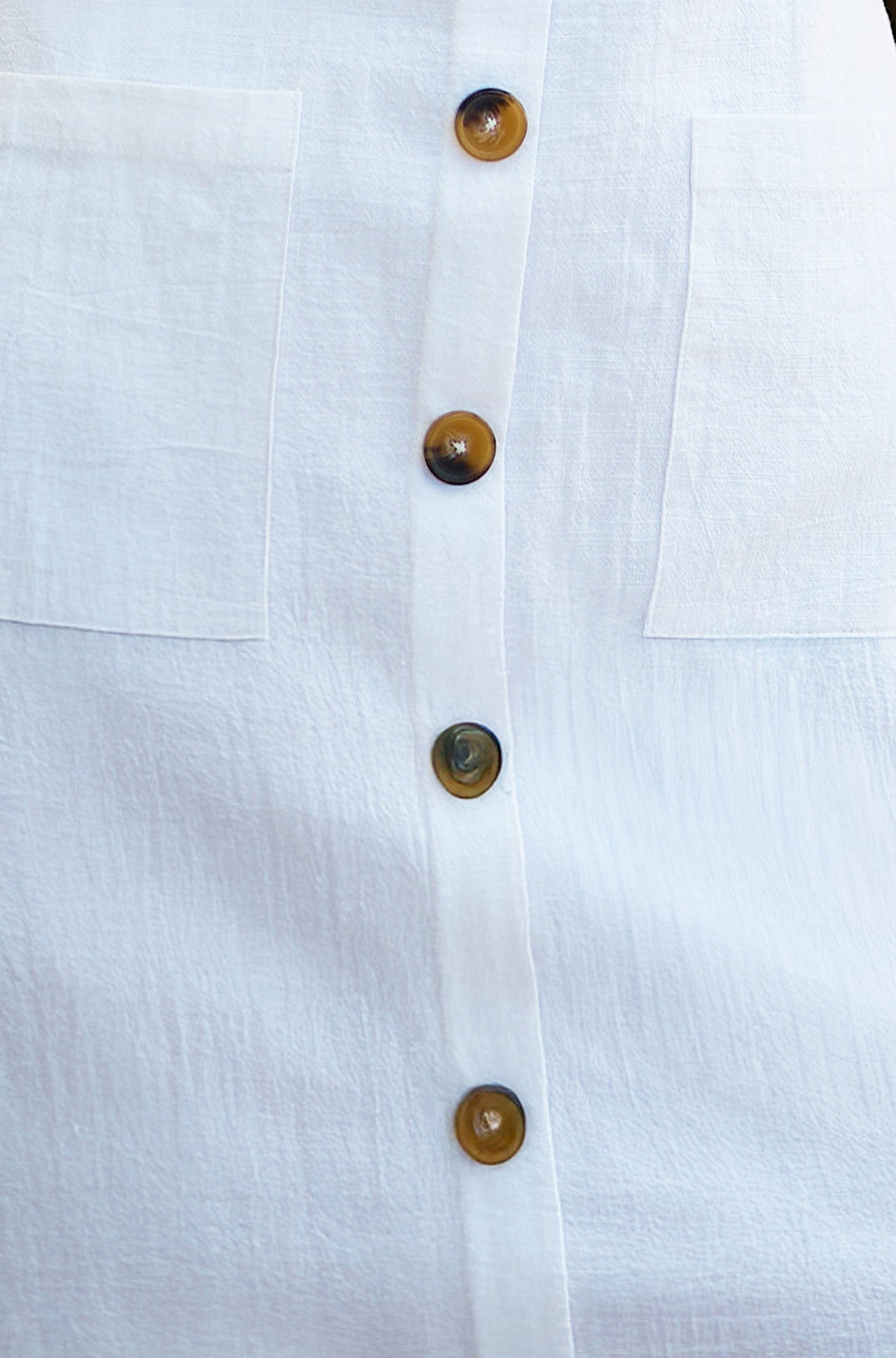 White Viscose Button Detail Shift Dress