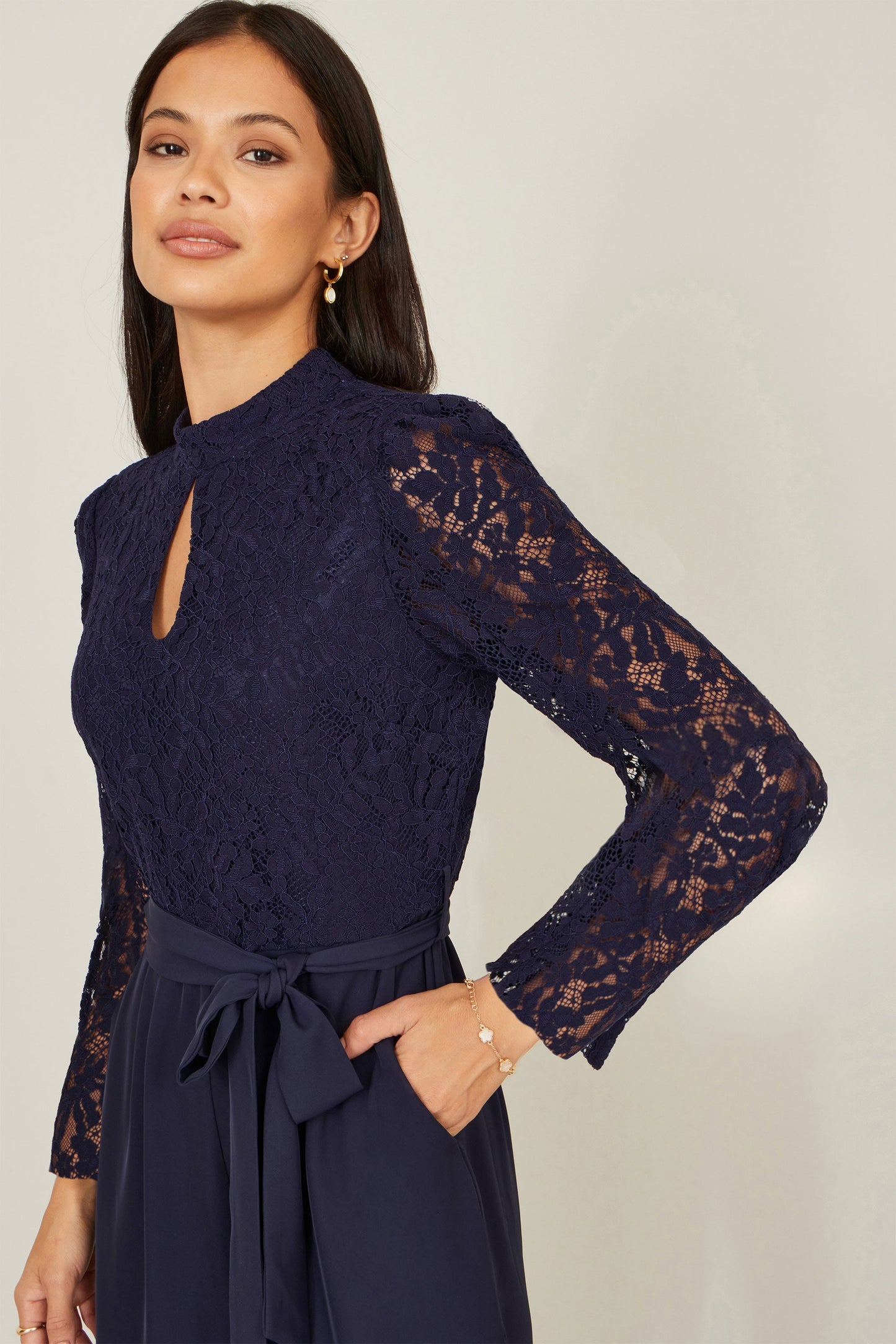 Navy Lace Applique Jumpsuit