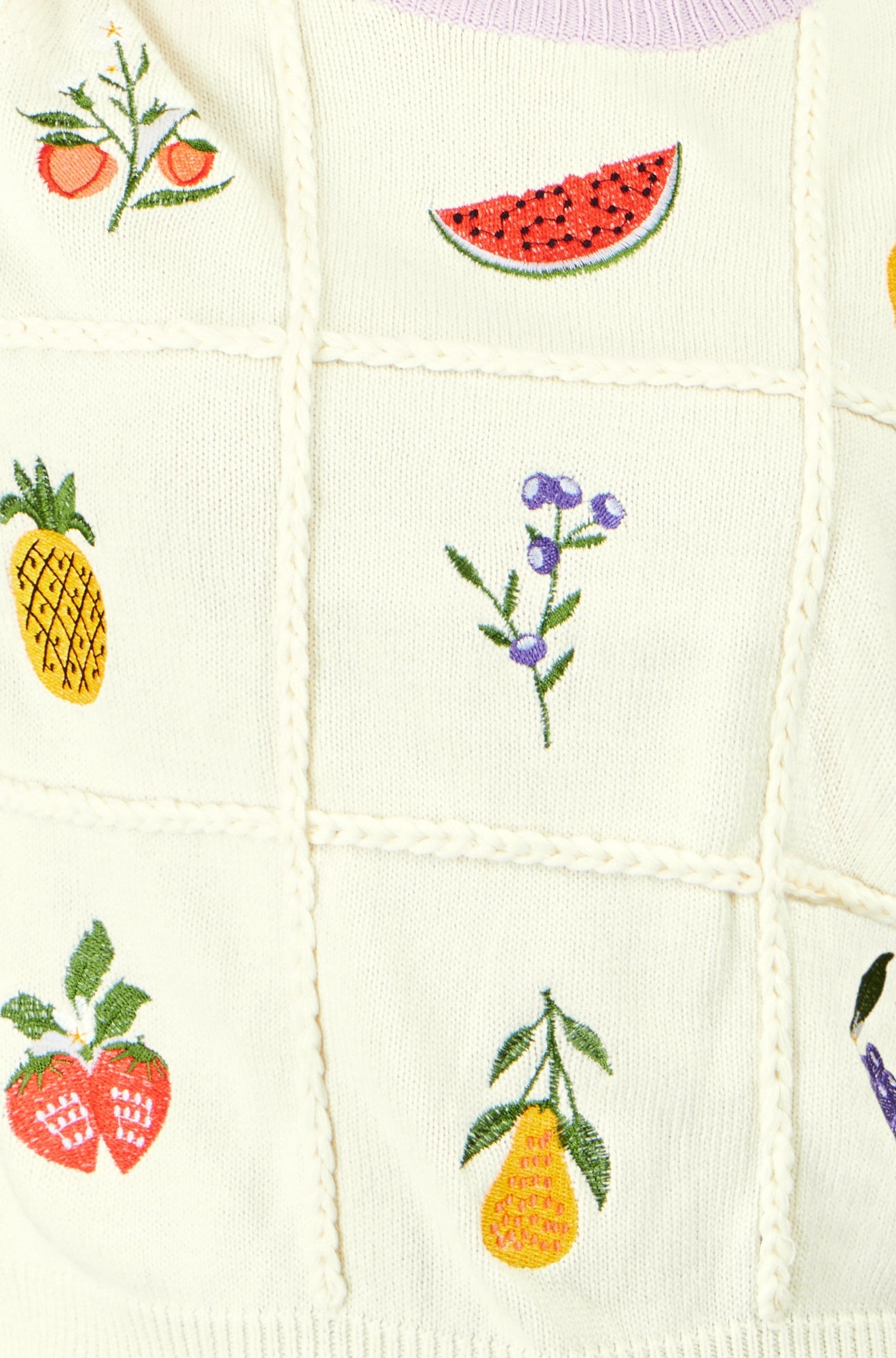 Ivory Fruit Cotton Knitted Top