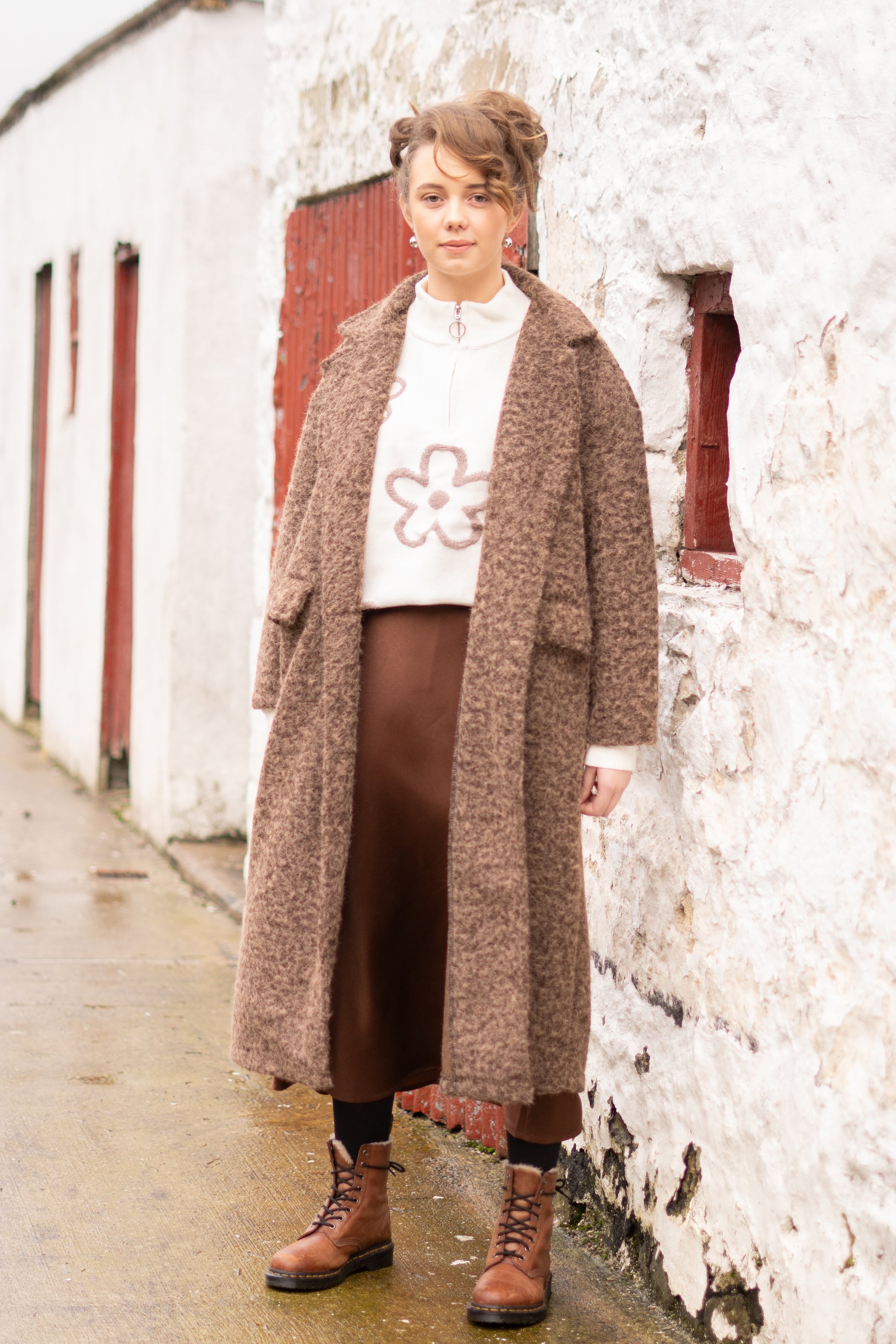 Boucle Oversized Coat in Chocolate - One Size - 10 to 16 image 0
