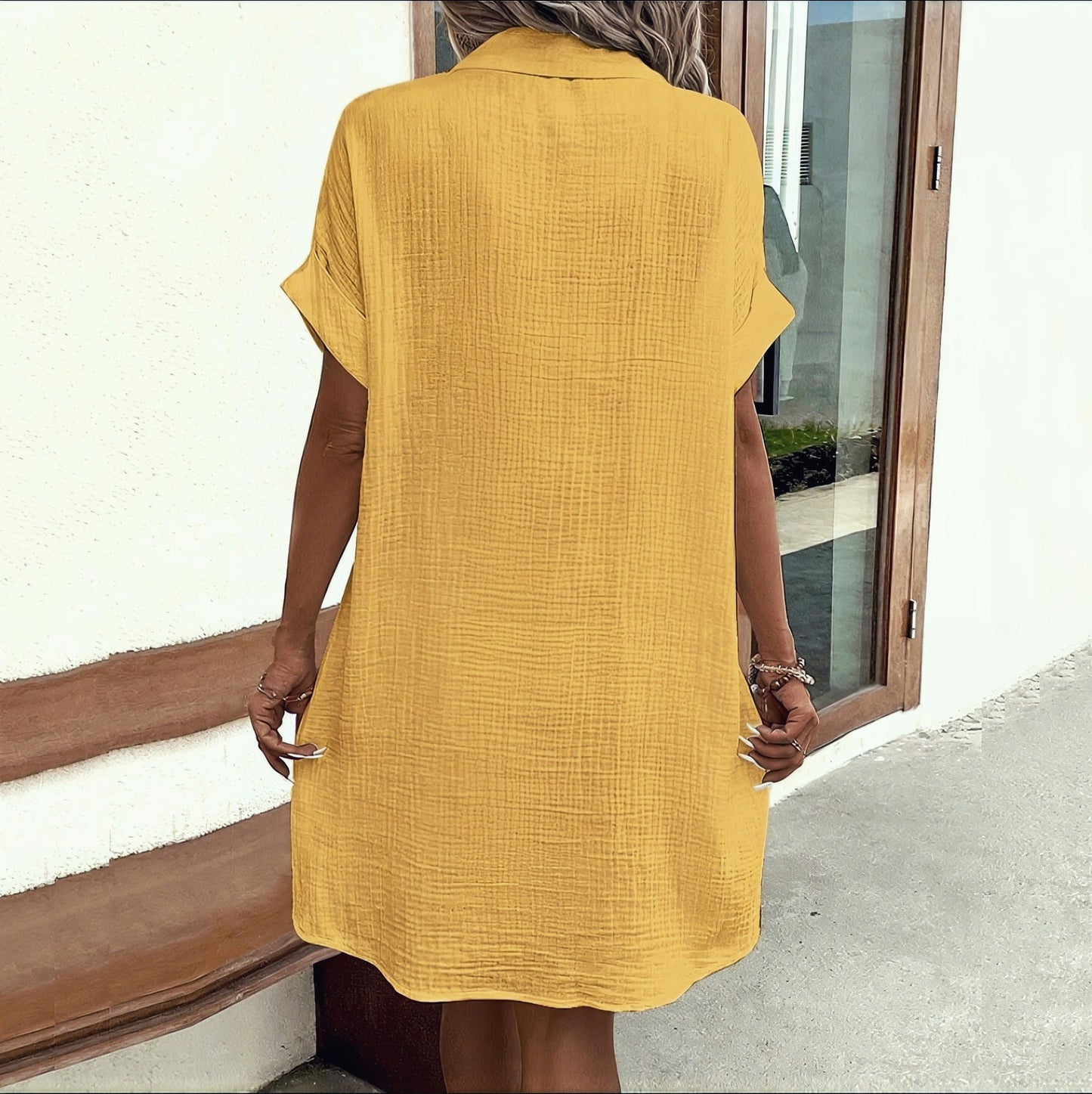 Linen Button Down Shirt Dress image 2