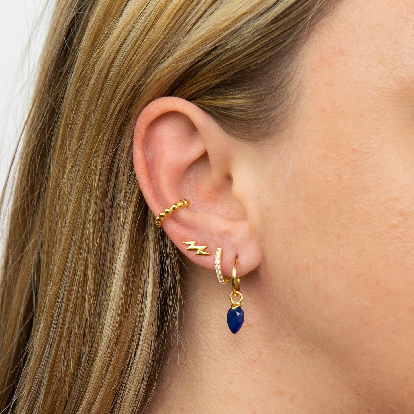 Sterling Silver Cloud and Lightning Bolt Stud Earrings
