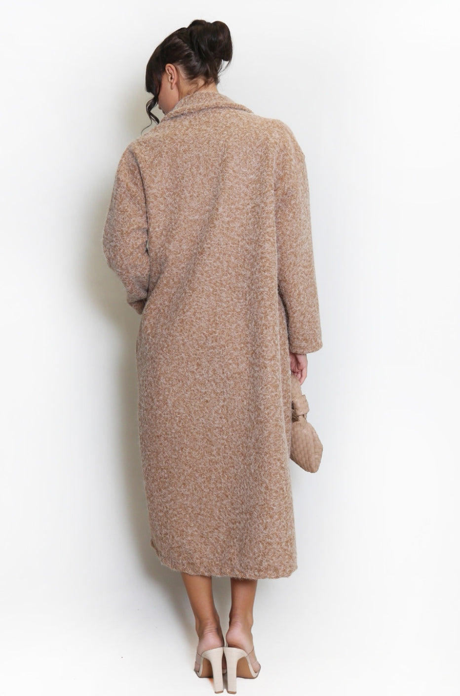 Boucle Oversized Coat in Camel - One Size - 10 to 16 image 3