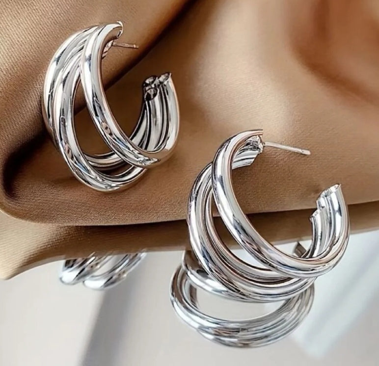 Laura Triple Hoop - Silver image 3